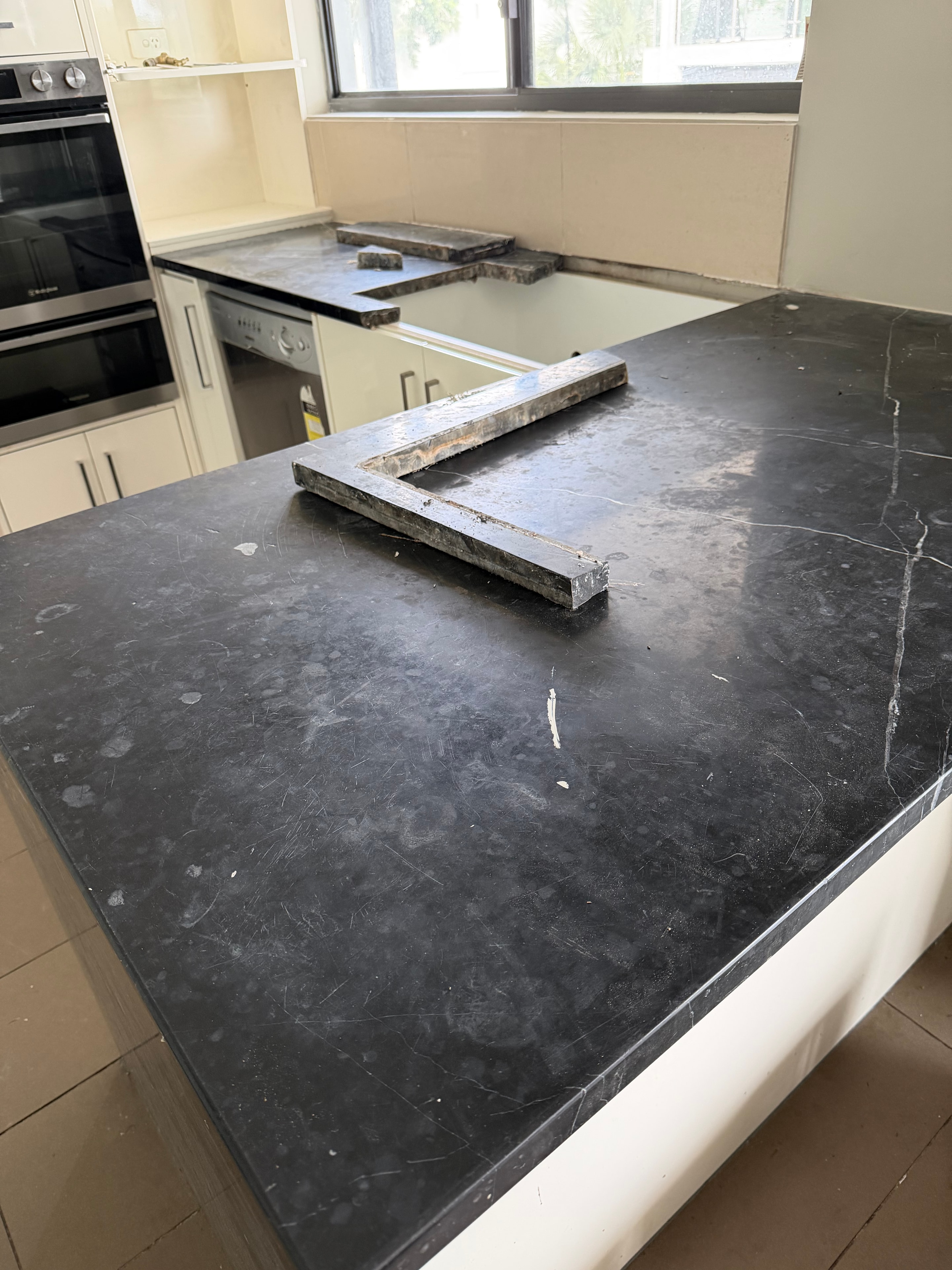Before — marble benchtop repair