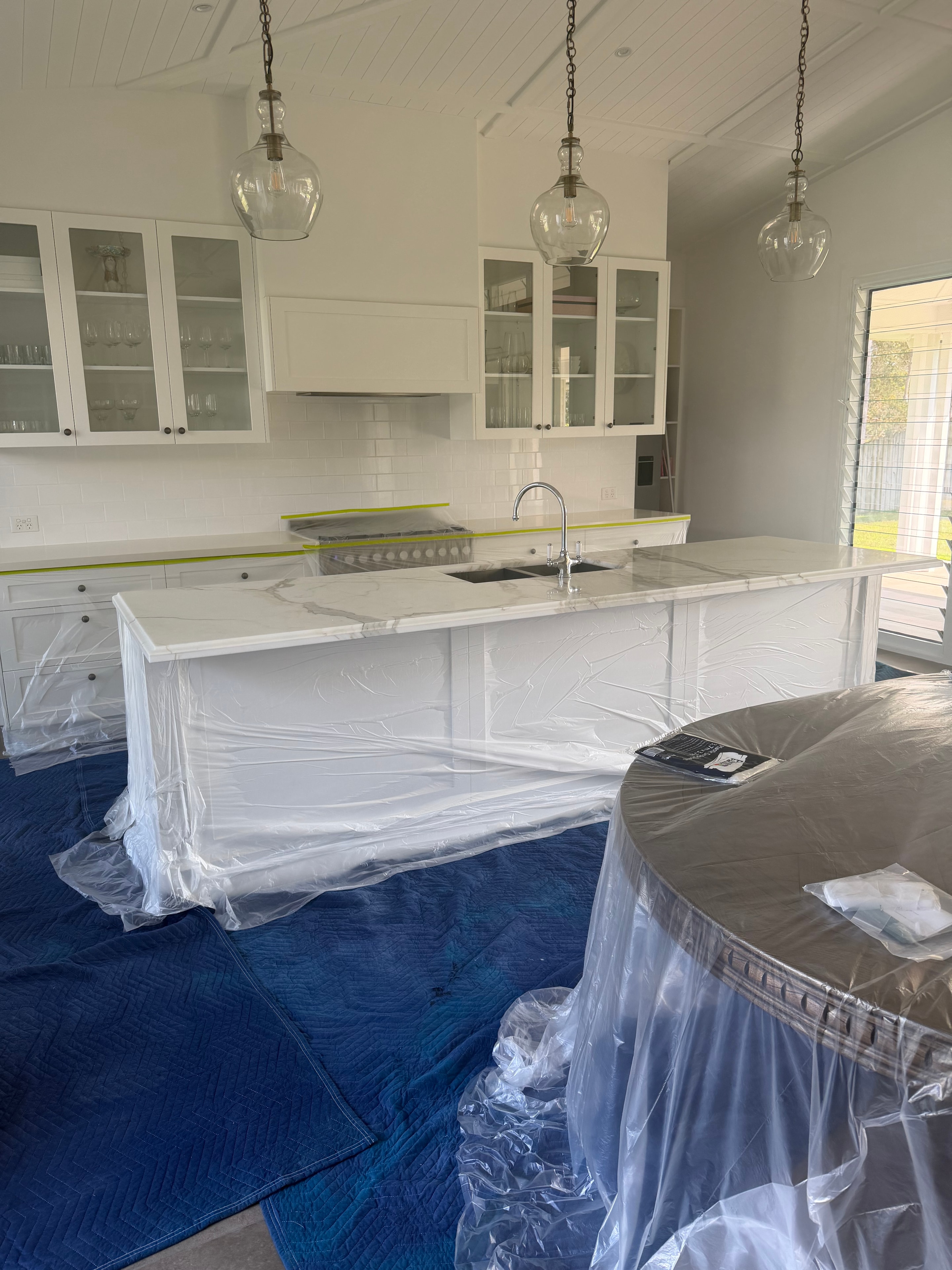 Clean, tidy stone repair — we protect your home throughout the job
